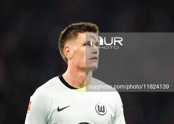 Joakim Maehle of VfL Wolfsburg  looks on during the Bundesliga match between RB Leipzig and VfL Wolfsburg at Red Bull Arena, Leipzig, German...