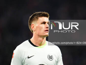 Joakim Maehle of VfL Wolfsburg  looks on during the Bundesliga match between RB Leipzig and VfL Wolfsburg at Red Bull Arena, Leipzig, German...