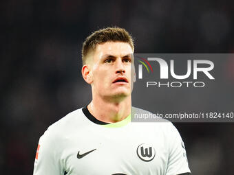 Joakim Maehle of VfL Wolfsburg  looks on during the Bundesliga match between RB Leipzig and VfL Wolfsburg at Red Bull Arena, Leipzig, German...