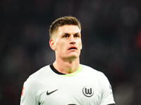 Joakim Maehle of VfL Wolfsburg  looks on during the Bundesliga match between RB Leipzig and VfL Wolfsburg at Red Bull Arena, Leipzig, German...