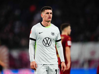 Joakim Maehle of VfL Wolfsburg  looks on during the Bundesliga match between RB Leipzig and VfL Wolfsburg at Red Bull Arena, Leipzig, German...