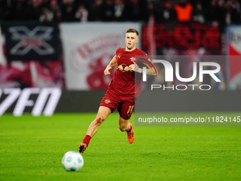 Christoph Baumgartner of RB Leipzig  controls the ball during the Bundesliga match between RB Leipzig and VfL Wolfsburg at Red Bull Arena, L...