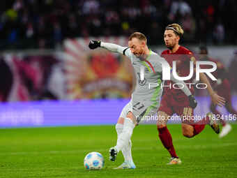 Maximilian Arnold of VfL Wolfsburg  controls the ball during the Bundesliga match between RB Leipzig and VfL Wolfsburg at Red Bull Arena, Le...