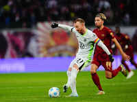 Maximilian Arnold of VfL Wolfsburg  controls the ball during the Bundesliga match between RB Leipzig and VfL Wolfsburg at Red Bull Arena, Le...