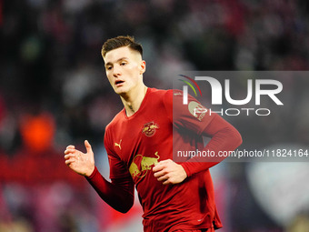 Benjamin Sesko of RB Leipzig  looks on during the Bundesliga match between RB Leipzig and VfL Wolfsburg at Red Bull Arena, Leipzig, Germany...