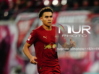 Antonio Nusa of RB Leipzig  looks on during the Bundesliga match between RB Leipzig and VfL Wolfsburg at Red Bull Arena, Leipzig, Germany on...