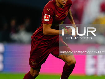 Antonio Nusa of RB Leipzig  looks on during the Bundesliga match between RB Leipzig and VfL Wolfsburg at Red Bull Arena, Leipzig, Germany on...