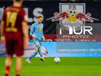 Peter Gulacsi of RB Leipzig  looks on during the Bundesliga match between RB Leipzig and VfL Wolfsburg at Red Bull Arena, Leipzig, Germany o...