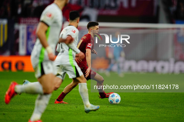 Christoph Baumgartner of RB Leipzig  controls the ball during the Bundesliga match between RB Leipzig and VfL Wolfsburg at Red Bull Arena, L...