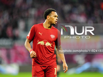 Lois Openda of RB Leipzig  looks on during the Bundesliga match between RB Leipzig and VfL Wolfsburg at Red Bull Arena, Leipzig, Germany on...