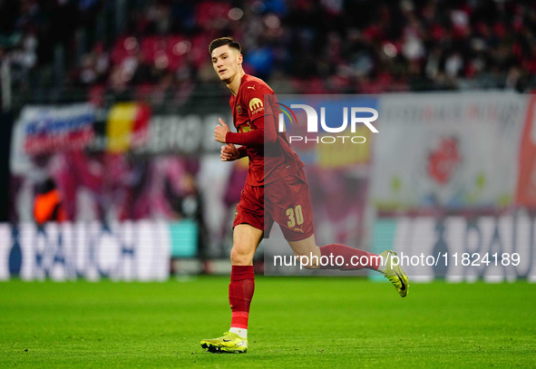 Benjamin Sesko of RB Leipzig  looks on during the Bundesliga match between RB Leipzig and VfL Wolfsburg at Red Bull Arena, Leipzig, Germany...