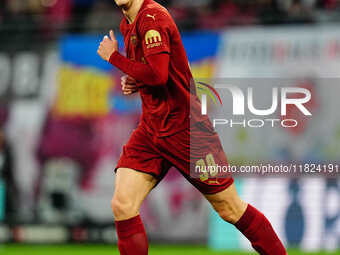 Benjamin Sesko of RB Leipzig  looks on during the Bundesliga match between RB Leipzig and VfL Wolfsburg at Red Bull Arena, Leipzig, Germany...