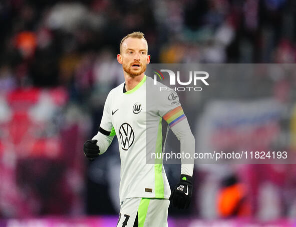 Maximilian Arnold of VfL Wolfsburg  looks on during the Bundesliga match between RB Leipzig and VfL Wolfsburg at Red Bull Arena, Leipzig, Ge...