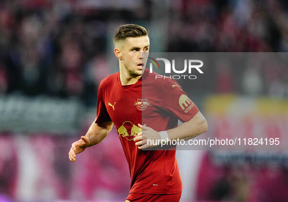 Christoph Baumgartner of RB Leipzig  looks on during the Bundesliga match between RB Leipzig and VfL Wolfsburg at Red Bull Arena, Leipzig, G...