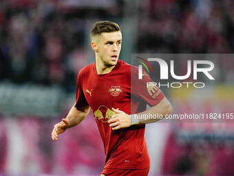 Christoph Baumgartner of RB Leipzig  looks on during the Bundesliga match between RB Leipzig and VfL Wolfsburg at Red Bull Arena, Leipzig, G...