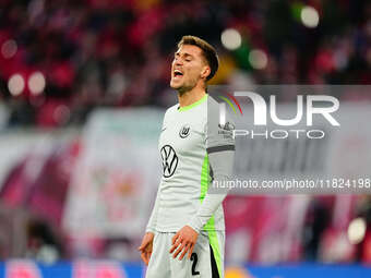 Kilian Fischer of VfL Wolfsburg  looks on during the Bundesliga match between RB Leipzig and VfL Wolfsburg at Red Bull Arena, Leipzig, Germa...