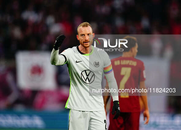 Maximilian Arnold of VfL Wolfsburg  looks on during the Bundesliga match between RB Leipzig and VfL Wolfsburg at Red Bull Arena, Leipzig, Ge...