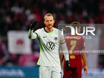 Maximilian Arnold of VfL Wolfsburg  looks on during the Bundesliga match between RB Leipzig and VfL Wolfsburg at Red Bull Arena, Leipzig, Ge...