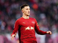 Benjamin Sesko of RB Leipzig  looks on during the Bundesliga match between RB Leipzig and VfL Wolfsburg at Red Bull Arena, Leipzig, Germany...