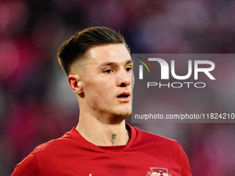 Benjamin Sesko of RB Leipzig  looks on during the Bundesliga match between RB Leipzig and VfL Wolfsburg at Red Bull Arena, Leipzig, Germany...