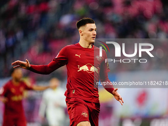 Benjamin Sesko of RB Leipzig  looks on during the Bundesliga match between RB Leipzig and VfL Wolfsburg at Red Bull Arena, Leipzig, Germany...