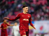 Benjamin Sesko of RB Leipzig  looks on during the Bundesliga match between RB Leipzig and VfL Wolfsburg at Red Bull Arena, Leipzig, Germany...