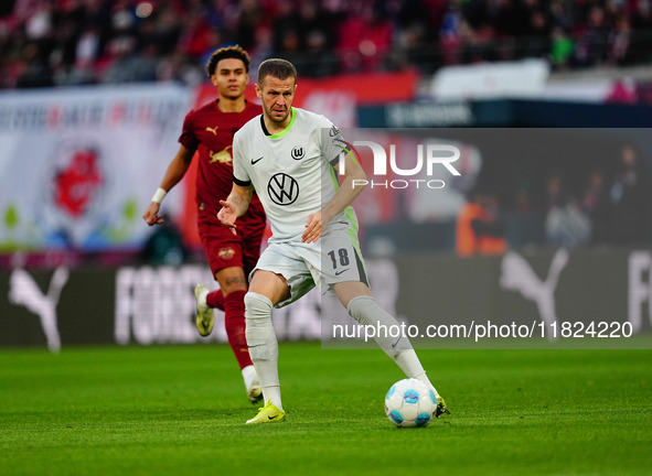 Denis Vavro of VfL Wolfsburg  controls the ball during the Bundesliga match between RB Leipzig and VfL Wolfsburg at Red Bull Arena, Leipzig,...