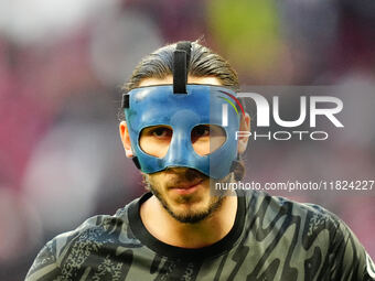 Kamil Grabara of VfL Wolfsburg  looks on during the Bundesliga match between RB Leipzig and VfL Wolfsburg at Red Bull Arena, Leipzig, German...