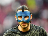 Kamil Grabara of VfL Wolfsburg  looks on during the Bundesliga match between RB Leipzig and VfL Wolfsburg at Red Bull Arena, Leipzig, German...