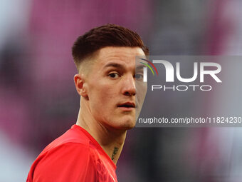 Benjamin Sesko of RB Leipzig  looks on during the Bundesliga match between RB Leipzig and VfL Wolfsburg at Red Bull Arena, Leipzig, Germany...