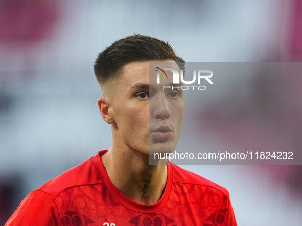 Benjamin Sesko of RB Leipzig  looks on during the Bundesliga match between RB Leipzig and VfL Wolfsburg at Red Bull Arena, Leipzig, Germany...