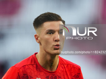 Benjamin Sesko of RB Leipzig  looks on during the Bundesliga match between RB Leipzig and VfL Wolfsburg at Red Bull Arena, Leipzig, Germany...