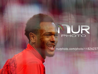 Lois Openda of RB Leipzig  looks on during the Bundesliga match between RB Leipzig and VfL Wolfsburg at Red Bull Arena, Leipzig, Germany on...