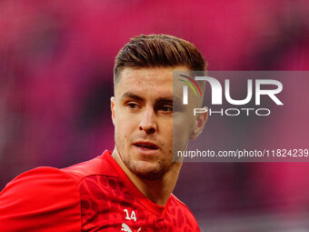 Christoph Baumgartner of RB Leipzig  looks on during the Bundesliga match between RB Leipzig and VfL Wolfsburg at Red Bull Arena, Leipzig, G...