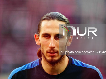 Kamil Grabara of VfL Wolfsburg  looks on during the Bundesliga match between RB Leipzig and VfL Wolfsburg at Red Bull Arena, Leipzig, German...