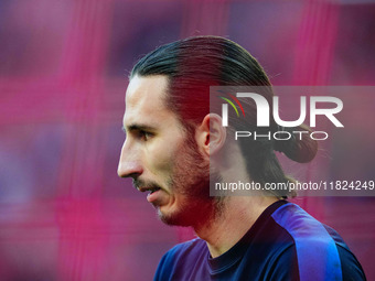 Kamil Grabara of VfL Wolfsburg  looks on during the Bundesliga match between RB Leipzig and VfL Wolfsburg at Red Bull Arena, Leipzig, German...