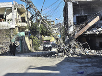 Following the ceasefire agreement between Israel and Lebanon, residents of the southern Lebanese city of Nabatieh return to their homes on N...