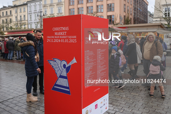 Traditional Christmas market at the Main Square in Krakow, Poland on Nobember 30th, 2024.  