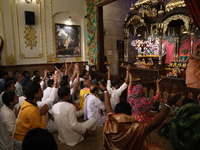 Monks and devotees of ISKCON in Kolkata, India, hold a prayer protest against the recent arrest of ISKCON Bangladesh priest Chinmoy Krishna...