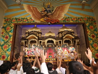 Monks and devotees of ISKCON in Kolkata, India, hold a prayer protest against the recent arrest of ISKCON Bangladesh priest Chinmoy Krishna...