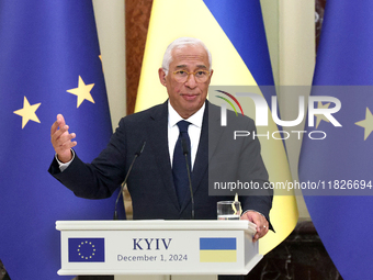 President of the European Council Antonio Costa attends a joint news conference with President of Ukraine Volodymyr Zelenskyy in Kyiv, Ukrai...