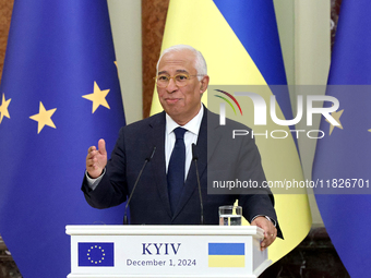 President of the European Council Antonio Costa attends a joint news conference with President of Ukraine Volodymyr Zelenskyy in Kyiv, Ukrai...