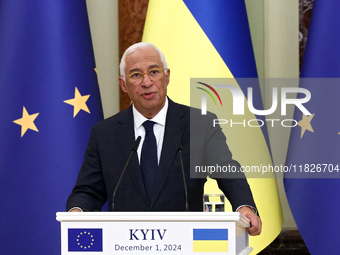 President of the European Council Antonio Costa attends a joint news conference with President of Ukraine Volodymyr Zelenskyy in Kyiv, Ukrai...