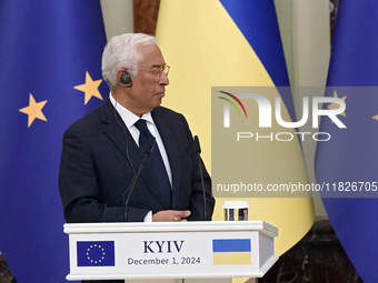 President of the European Council Antonio Costa attends a joint news conference with President of Ukraine Volodymyr Zelenskyy in Kyiv, Ukrai...