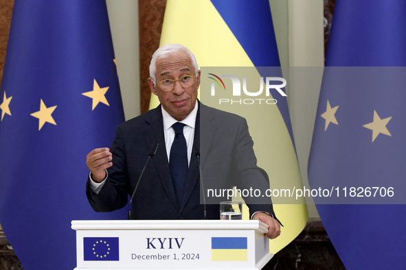 President of the European Council Antonio Costa attends a joint news conference with President of Ukraine Volodymyr Zelenskyy in Kyiv, Ukrai...