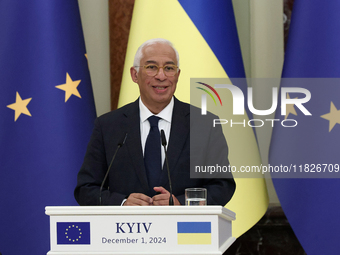 President of the European Council Antonio Costa attends a joint news conference with President of Ukraine Volodymyr Zelenskyy in Kyiv, Ukrai...