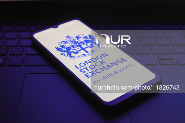 The London Stock Exchange (LSEG) logo appears on the screen of a smartphone in Reno, United States, on December 1, 2024. 