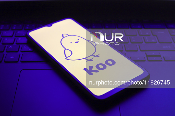 The Koo logo appears on the screen of a smartphone in Reno, United States, on December 1, 2024. 