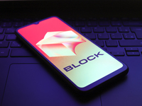 The Block, Inc. logo appears on the screen of a smartphone in Reno, United States, on December 1, 2024. (