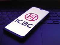 The Industrial and Commercial Bank of China (ICBC) logo appears on the screen of a smartphone in Reno, United States, on December 1, 2024. (